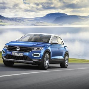 Photo 3/4 avant Volkswagen T-Roc Bleu (2017)